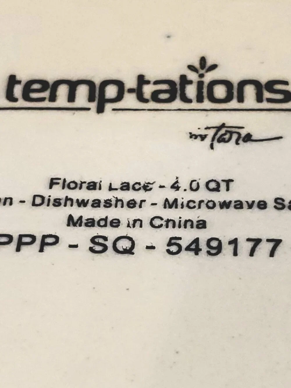 RARE TEMPTATIONS BY TARA FLORAL LACE 4 QT CASSEROLE DISH BLUE & WHITE NEW NO BOX